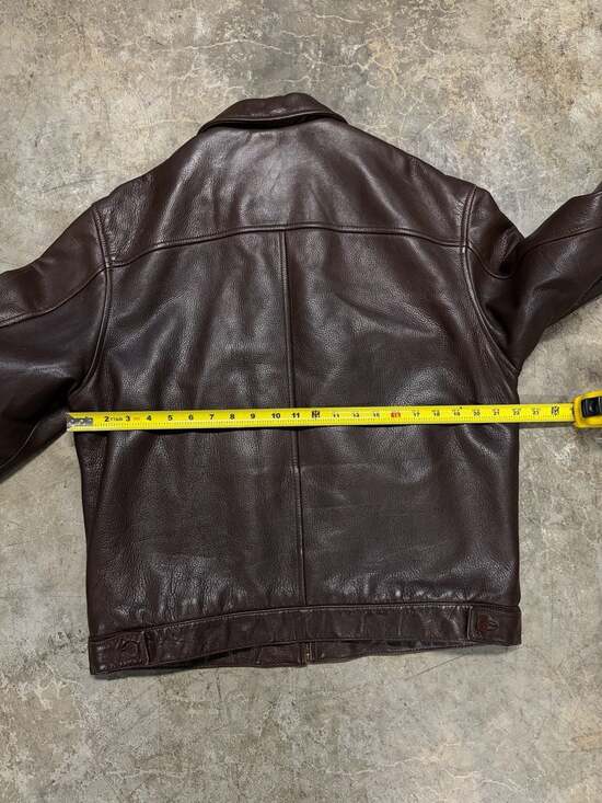 vintage 1990s cowhide BOMBER leather jacket M brown STUCTURE motorcycle Y2K - Picture 6 of 8